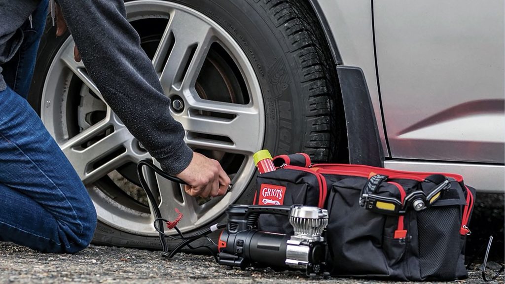 emergency roadside kit with tire inflator
