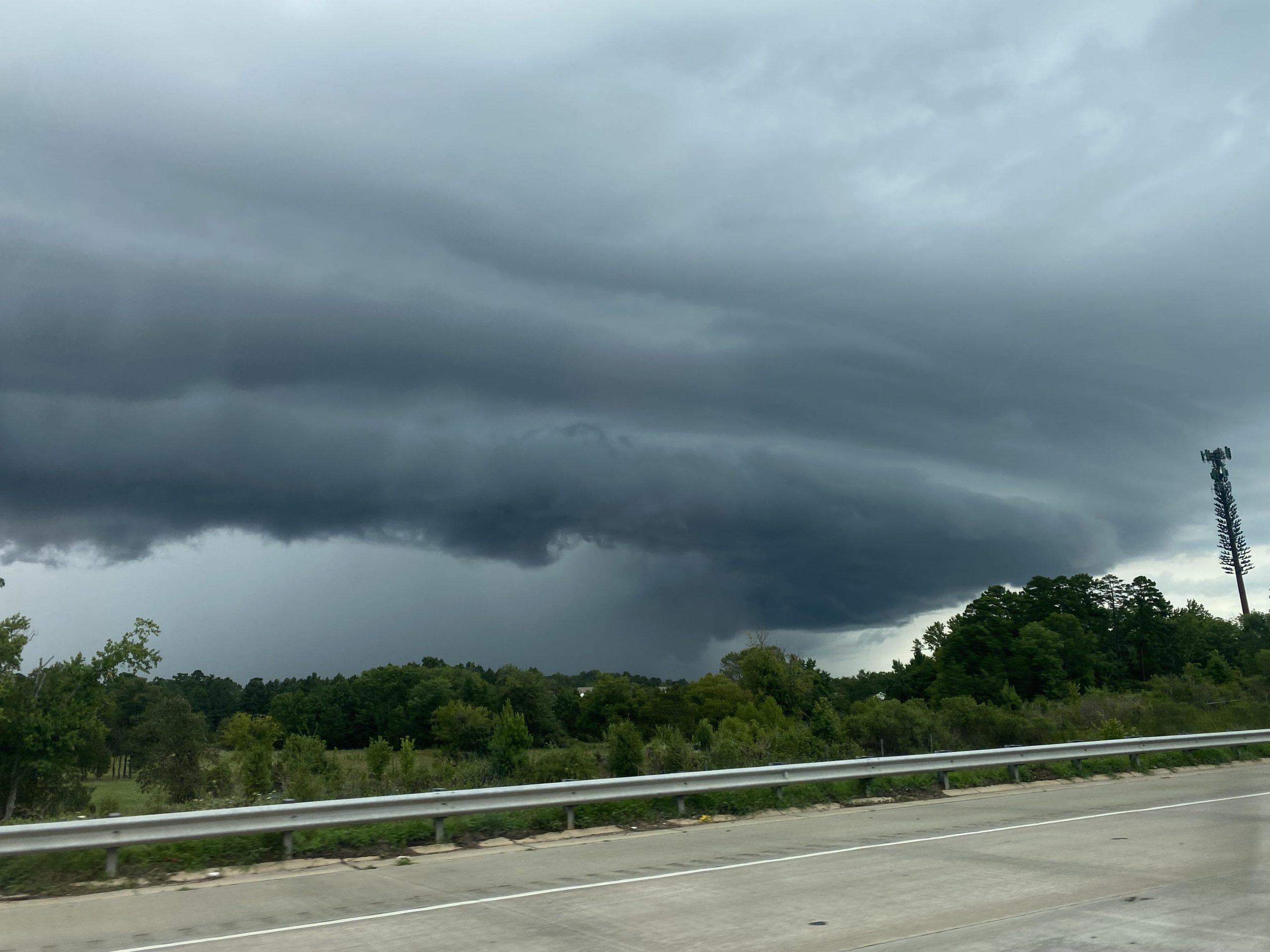 Dark storm clouds from a North Carolina highway
