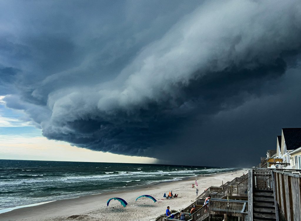 dark clouds of a North Carolina summer storm rolling in at Surf City