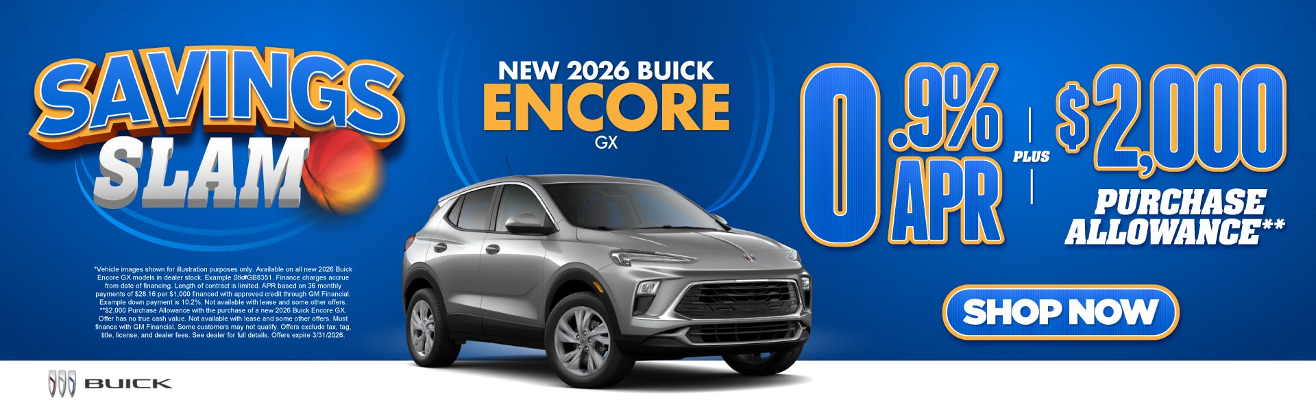 New 2026 Buick Encore GX	"0.9% APR* PLUS $2,000 Purchase Al